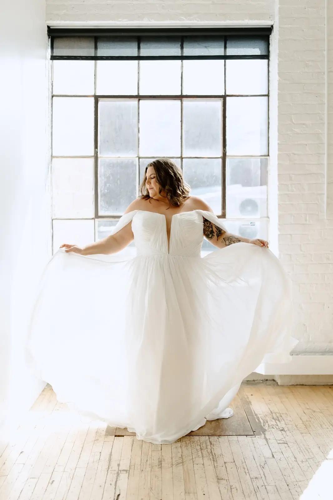 model wearing a wedding gown